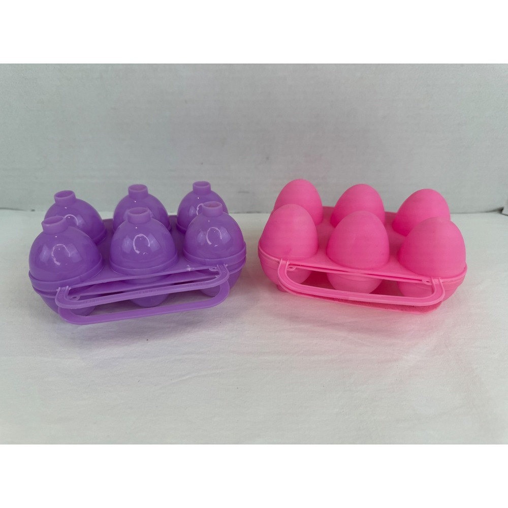 Vintage Jell-O Jiggler Egg Molds Set of 2 Pink and Purple Plastic 6 Cavity Trays